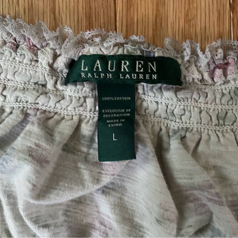 Lauren Ralph Lauren Nightgown Womens Large White Pink Floral Print Cottagecore - Picture 8 of 11